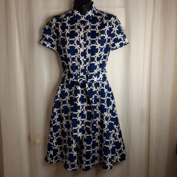 Ann Taylor Dresses & Skirts - Ann Taylor Petite Royal Blue and White Midi Dress